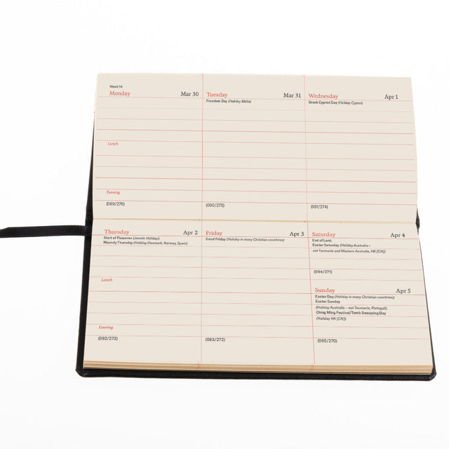 The Economist - 2027 Calendar Year Planner - 12 Month (170mm x 85mm) Week-to-View Diary - Luxury Leather Cover in Black - The Economist Pocket Diary Range (EPDBLK-27)