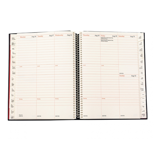 The Economist - 2027 Calendar Year Planner – 12 Month (260 x 210mm) Week-to-View Diary – Luxury Leather Cover in Black - The Economist Desk Diary Range (EDDBLK-27)