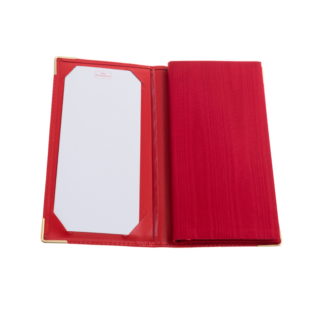 The Economist - 2027 Calendar Year Planner - 12 Month (175mm x 94mm) Week-to-View Diary - Red Fine Grain Leather Cover - The Economist Wallet Diary Range (EWALDR-27)