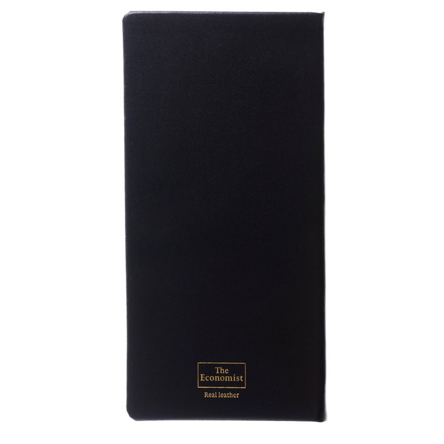 The Economist - 2027 Calendar Year Planner  - 12 Month (120mm x 60mm) Week-to-View Diary - Luxury Italian Leather Cover in Black - The Economist Mini Diary Range (EMDBLK-27)