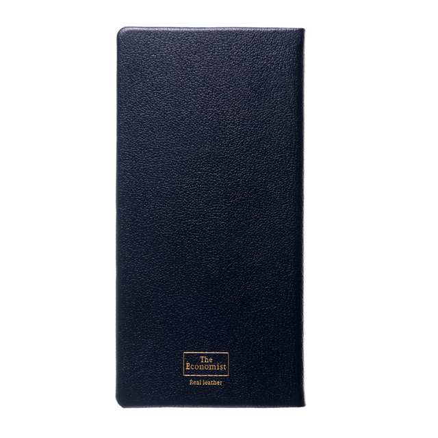 The Economist - 2027 Calendar Year Planner - 12 Month (170mm x 85mm) Week-to-View Diary - Luxury Leather Cover in Blue - The Economist Pocket Diary Range (EPDBLU-27)