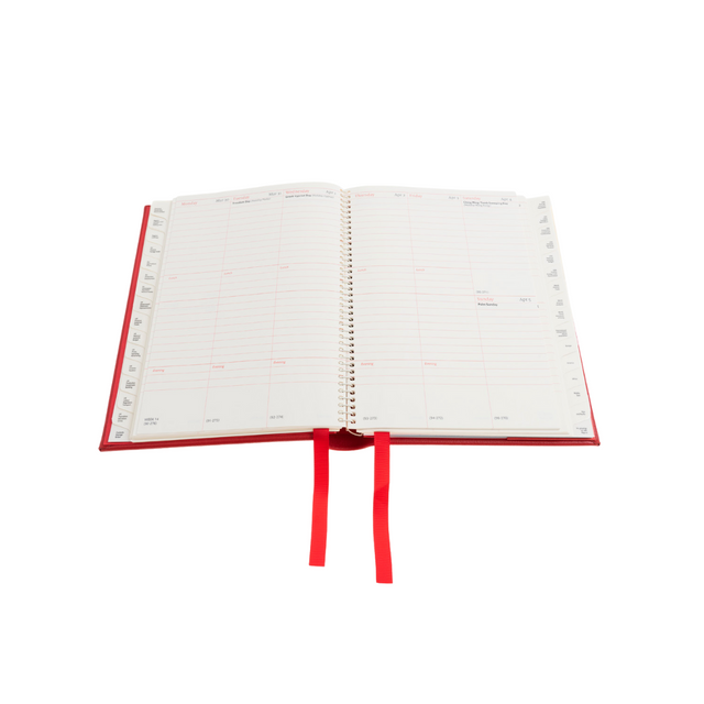 2025 Desk Diary - Week-to-View Planner - Red