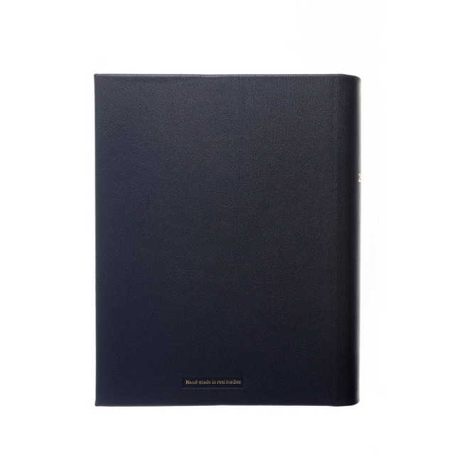 The Economist - 2027 Calendar Year Planner –  12 Month (260 x 210mm) Day-to-Page Diary – Luxury Leather Cover in Blue - The Economist Desk Diary Range (EPADBLU-27)
