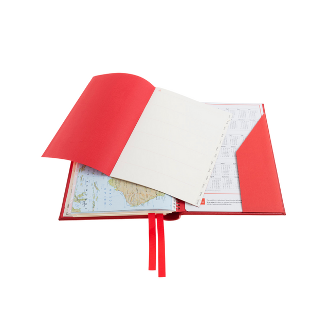 The Economist - 2027 Calendar Year Planner –  12 Month (260 x 210mm) Week-to-View Diary – Luxury Leather Cover in Red - The Economist Desk Diary Range (EDDR-27)