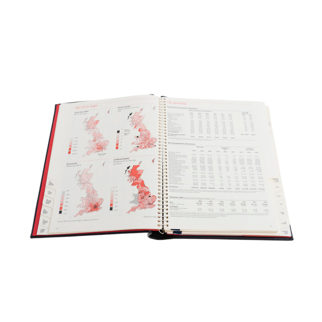 The Economist - 2027 Calendar Year Planner –  12 Month (260 x 210mm) Week-to-View Diary – Luxury Leather Cover in Blue - The Economist Desk Diary Range (EDDBLU-27)