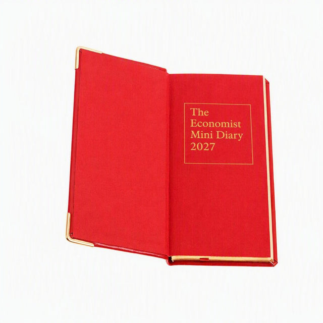 The Economist - 2027 Calendar Year Planner  - 12 Month (120mm x 60mm) Week-to-View Diary - Luxury Italian Leather Cover in Red - The Economist Mini Diary Range (EMDR-27)