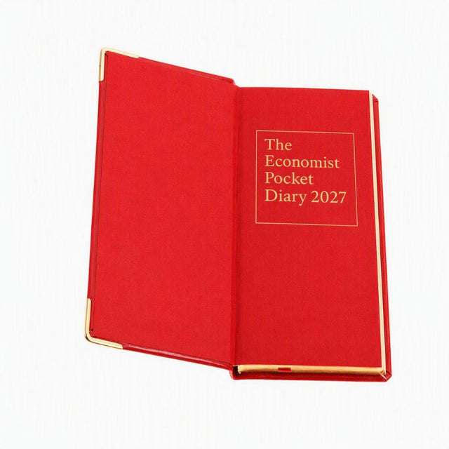 The Economist - 2027 Calendar Year Planner - 12 Month (170mm x 85mm) Week-to-View Diary - Luxury Leather Cover in Red - The Economist Pocket Diary Range (EPDR-27)