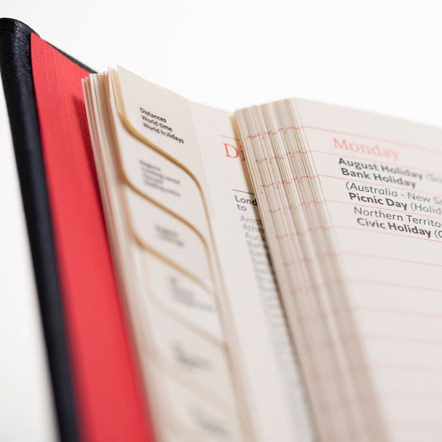 The Economist - 2027 Calendar Year Planner –  12 Month (260 x 210mm) Week-to-View Diary – Luxury Leather Cover in Blue - The Economist Desk Diary Range (EDDBLU-27)