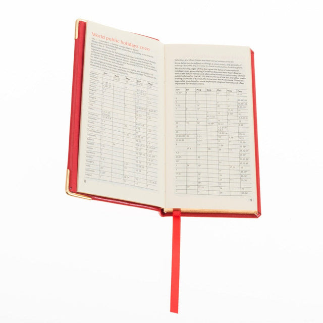 The Economist - 2027 Calendar Year Planner  - 12 Month (120mm x 60mm) Week-to-View Diary - Luxury Italian Leather Cover in Red - The Economist Mini Diary Range (EMDR-27)