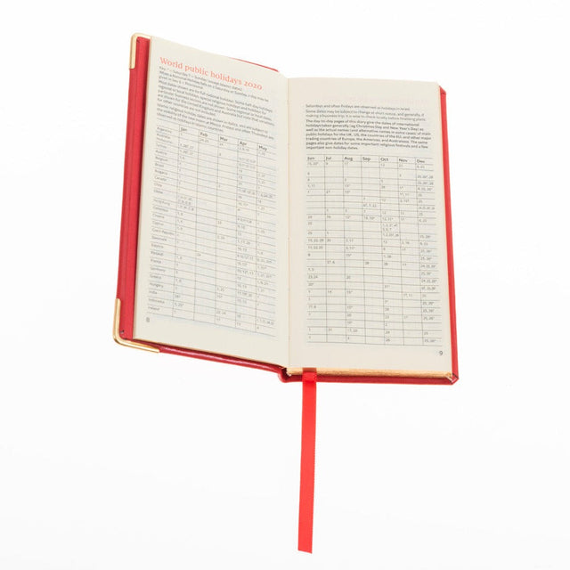 The Economist - 2027 Calendar Year Planner - 12 Month (170mm x 85mm) Week-to-View Diary - Luxury Leather Cover in Red - The Economist Pocket Diary Range (EPDR-27)