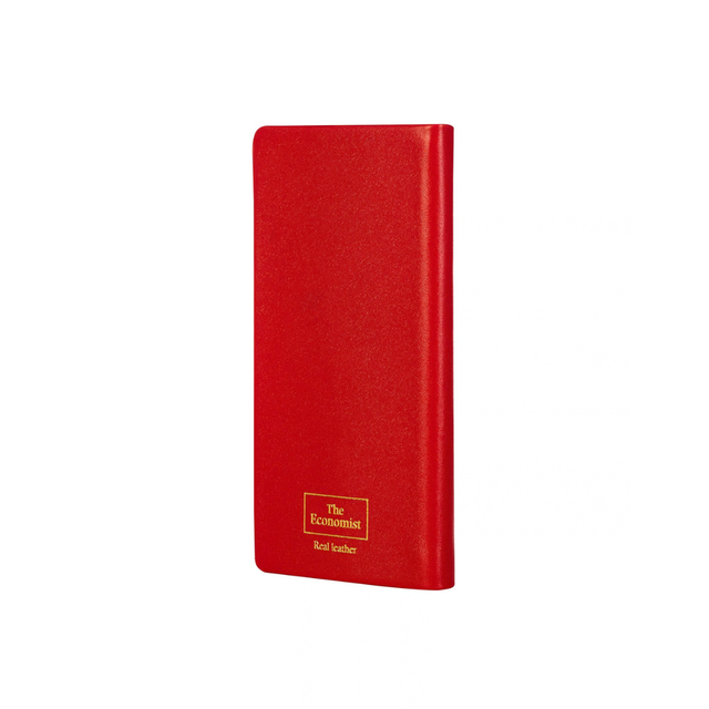 The Economist - 2027 Calendar Year Planner  - 12 Month (120mm x 60mm) Week-to-View Diary - Luxury Italian Leather Cover in Red - The Economist Mini Diary Range (EMDR-27)
