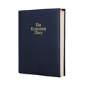 The Economist - 2027 Calendar Year Planner –  12 Month (260 x 210mm) Day-to-Page Diary – Luxury Leather Cover in Blue - The Economist Desk Diary Range (EPADBLU-27)
