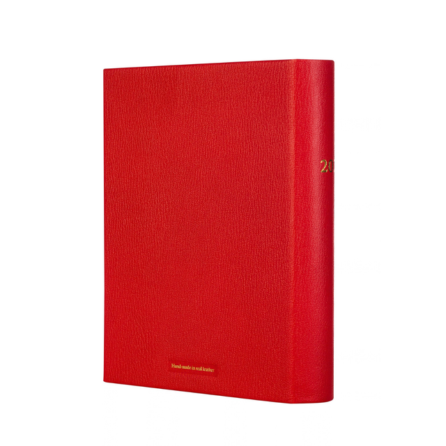 The Economist - 2027 Calendar Year Planner –  12 Month (260 x 210mm) Day-to-Page Diary – Luxury Leather Cover in Red - The Economist Desk Diary Range (EPADR-27)