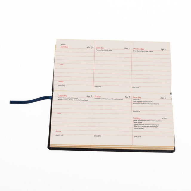 The Economist - 2027 Calendar Year Planner - 12 Month (170mm x 85mm) Week-to-View Diary - Luxury Leather Cover in Blue - The Economist Pocket Diary Range (EPDBLU-27)