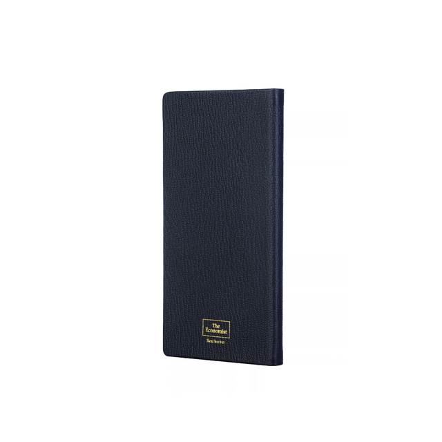 The Economist - 2027 Calendar Year Planner - 12 Month (170mm x 85mm) Week-to-View Diary - Luxury Leather Cover in Blue - The Economist Pocket Diary Range (EPDBLU-27)