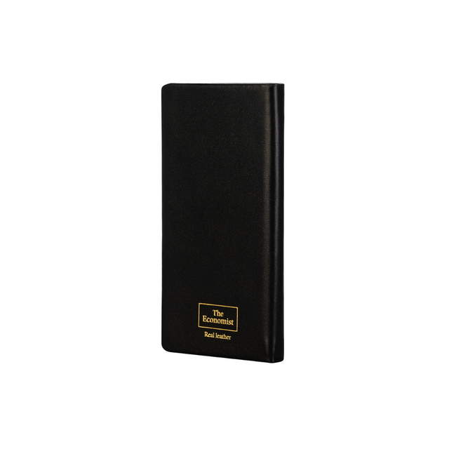 The Economist - 2027 Calendar Year Planner - 12 Month (170mm x 85mm) Week-to-View Diary - Black Fine Grain Leather Cover - The Economist Slimline Diary Range (ESLPDBLK-27)