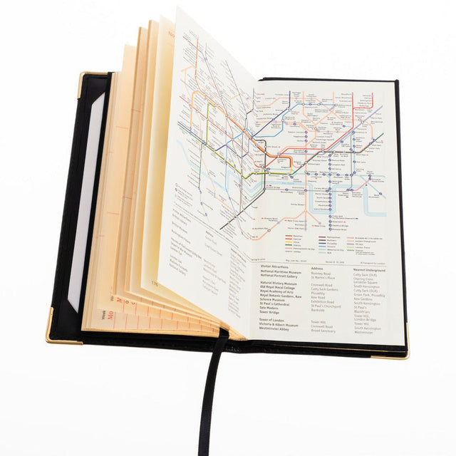 The Economist - 2027 Calendar Year Planner - 12 Month (175mm x 94mm) Week-to-View Diary - Black Fine Grain Leather Cover - The Economist Wallet Diary Range (EWALDBLK-27)