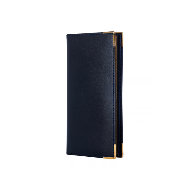 The Economist - 2027 Calendar Year Planner - 12 Month (175mm x 94mm) Week-to-View Diary - Blue Fine Grain Leather Cover - The Economist Wallet Diary Range (EWALDBLU-27)
