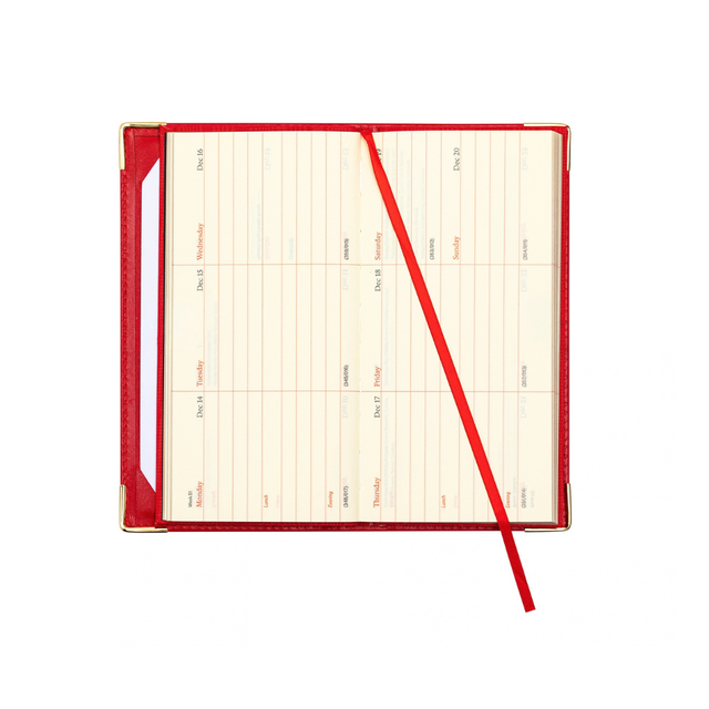 The Economist - 2027 Calendar Year Planner - 12 Month (175mm x 94mm) Week-to-View Diary - Blue Fine Grain Leather Cover - The Economist Wallet Diary Range (EWALDBLU-27)