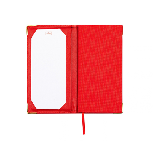 The Economist - 2027 Calendar Year Planner - 12 Month (175mm x 94mm) Week-to-View Diary - Red Fine Grain Leather Cover - The Economist Wallet Diary Range (EWALDR-27)