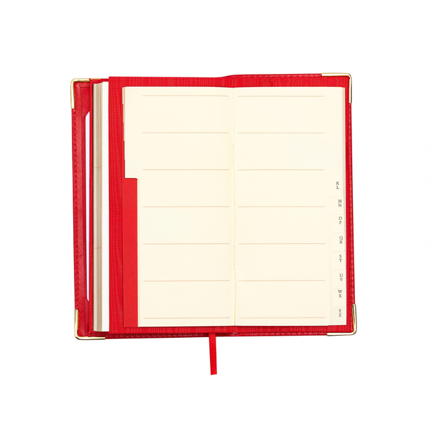 The Economist - 2027 Calendar Year Planner - 12 Month (175mm x 94mm) Week-to-View Diary - Red Fine Grain Leather Cover - The Economist Wallet Diary Range (EWALDR-27)