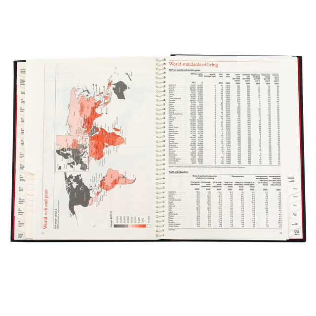 The Economist - 2027 Calendar Year Planner –  12 Month (260 x 210mm) Week-to-View Diary – Luxury Leather Cover in Red - The Economist Desk Diary Range (EDDR-27)